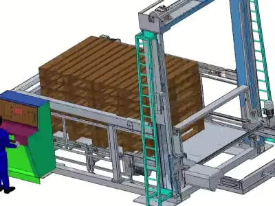  Industrial Automatic Palletizing Machine with Operator Panel 3D model