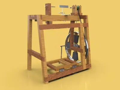 TREADLE LATHE MACHINE WOODWORKING 3D model