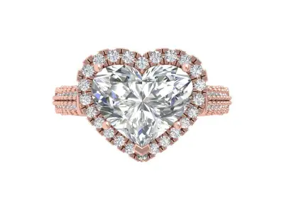 Heart Art Deco Ring 3D print model 3