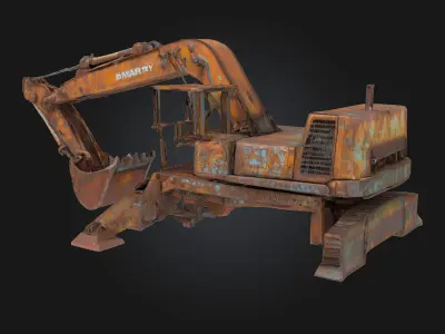 Rusty Excavator  Heavy Machinery with a Weathered Past 3D model
