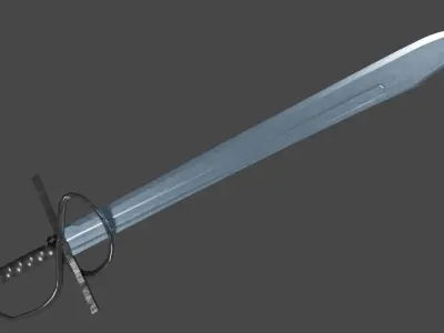 Grossmesser sword with Flamberge handle Low-poly 3D model