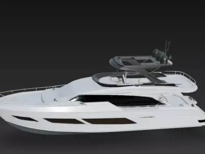 Modern Luxury Flybridge Super Yacht 3D Model 3D print model