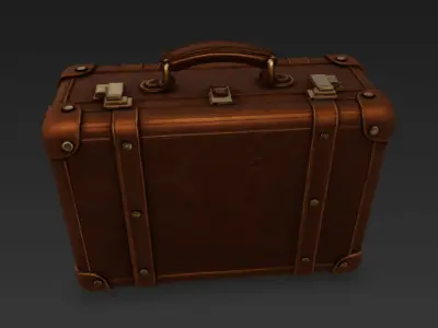 Vintage Leather Suitcase Game-Ready 3D Model Free 3D model