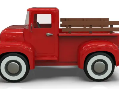 Lowpoly Cartton Truck  Low-poly 3D model