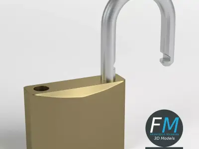 Openable padlock 3D model