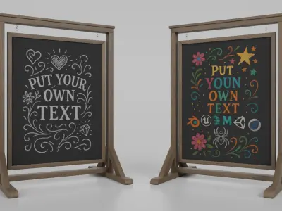 Rustic Charm Signage Bundle - Customizable Chalkboards 3D model