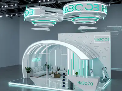 booth 6x8 three  side open and one side close  3D model