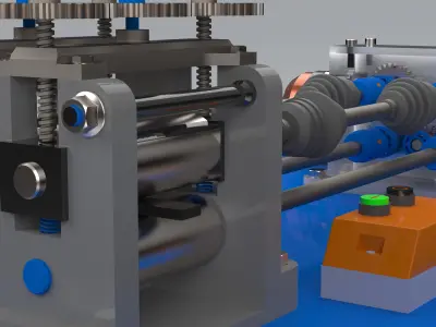 Motorized Industrial Rolling Mill 3D Model for Metal Forming  3D model