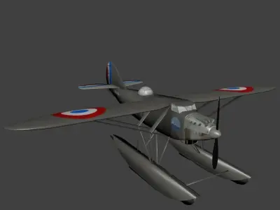 Latecoere 29 Floats and Wheels versions Low-poly 3D model