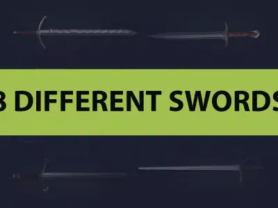 8 Different types of Swords Low-poly 3D model