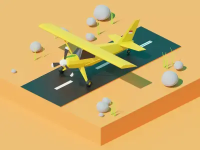 Low Poly Airplane Isometric Low-poly 3D model