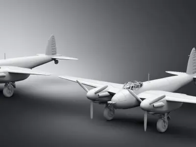 De Havilland Mosquito late scale model 3D print model