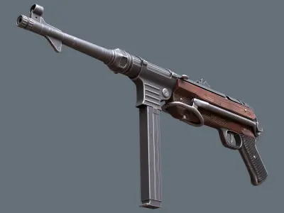 MP40 Submachine Gun Germany World War 2 Low-poly 3D model