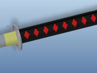 Realitime Katana - with detailed tsuba and blade 3D model