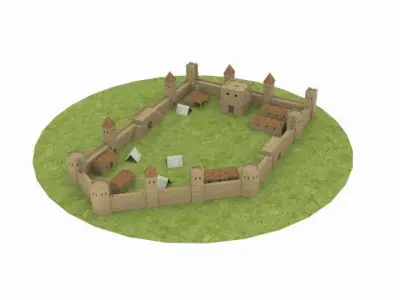 Ancient castle  Low-poly 3D model