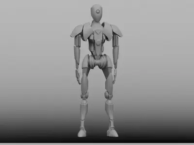 High-poly robot star wars character 3D model