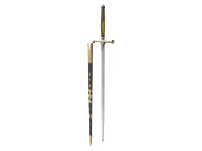 Medieval Male Long Sword and Scabbard Low-poly 3D model