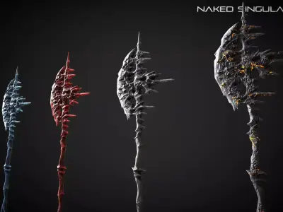 Frozen Halberd Medieval dark fantasy weapon Low-poly 3D model