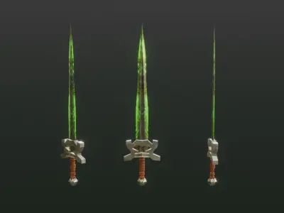 Fantasy Poison Sword - Elemental Sword Low-poly 3D model