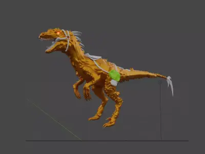 Dinosaur Game ready model orange t - rex Low-poly 3D model
