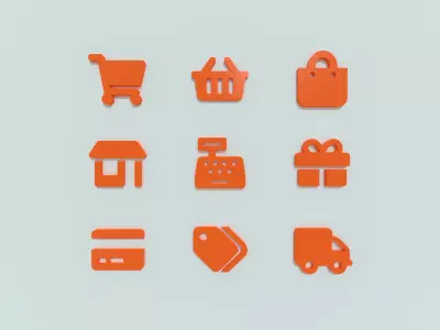 E-commerce 3D icon collection 3D Model Pack