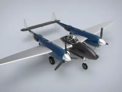 Lockheed P-38 Lightning 3D model 2