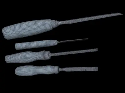Chisels Middle Poly 3D model