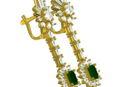 Antique Vintage Style Dangle Hoop Earring 3D print model