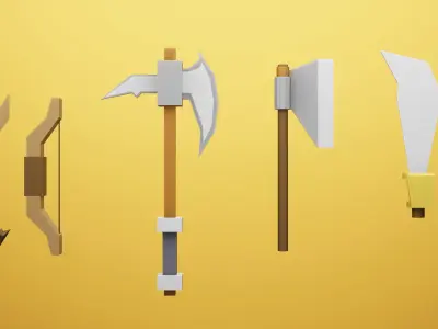 Low Poly Cartoon Weapons Asset Pack Low-poly 3D model