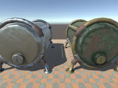 Industrial Cisterns Low-poly 3D model
