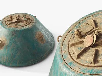 Aged Bottom-Laid Sea Mine Turquoise Used 3D model