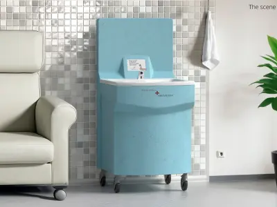 MediWash Mobile Handwash Station for Hospitals Blue 3D model