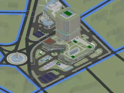 Office building combined with commercial center and hotel 3D model