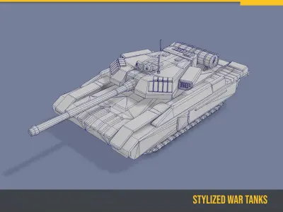 Stylized Tank T90 Low-poly 3D model