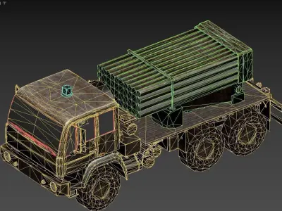 3D model of a military truck equipped 3D model