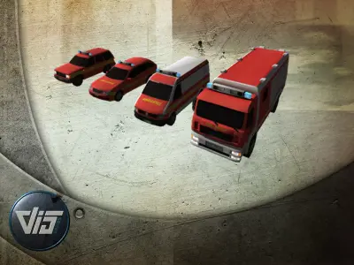 Mobile firefighting vehicles Low-poly 3D model