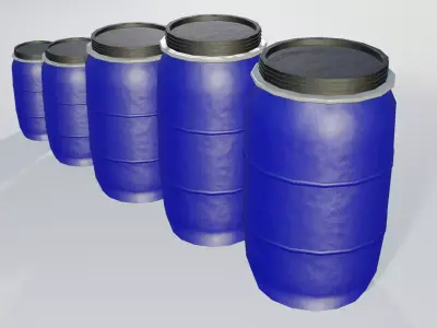 Plastic Open Head Drum Collection Low-poly 3D model