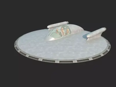 Future science fiction disc-shaped spacecraft 3D model