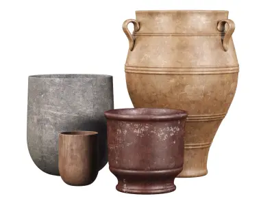 Outdoor Decorative Vases set  3D model