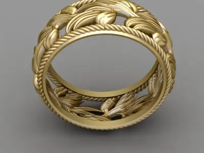 Antique Leaf Ring 3D print model