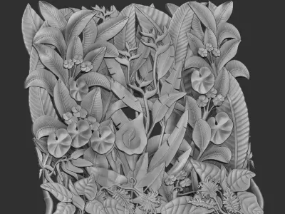 plants wall panel 3D model