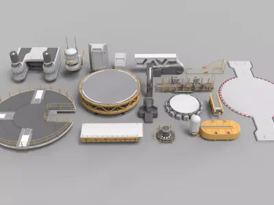 sci-fi Architecture kitbash 40 3D model