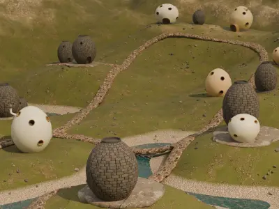 Whimsical Egg Village 3D model get