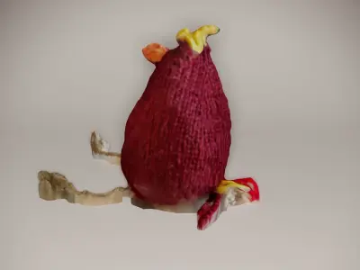 Cute Knitted Bird Photoscan Low-poly 3D model