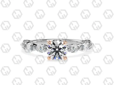Ring 179 Round Shape marquise on shanks with Gems 3D print model