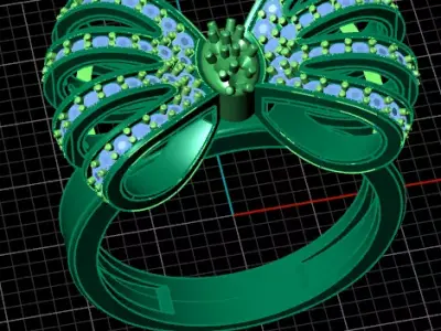 Bow tie high jewelry ring 2 part 3D print model