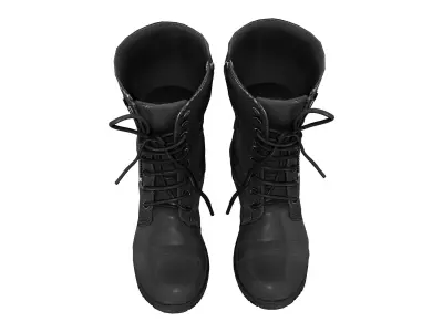 Mens Mid Calf Combat Boots Low-poly 3D model