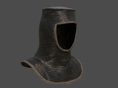 Chainmail medieval helmet 3D model