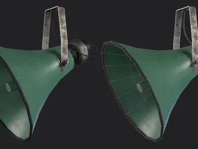 Old Military Horn Speaker Siren Low-poly 3D model