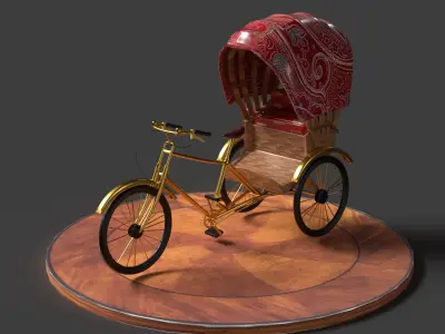 Chinese rickshaw  figure  Low-poly 3D model